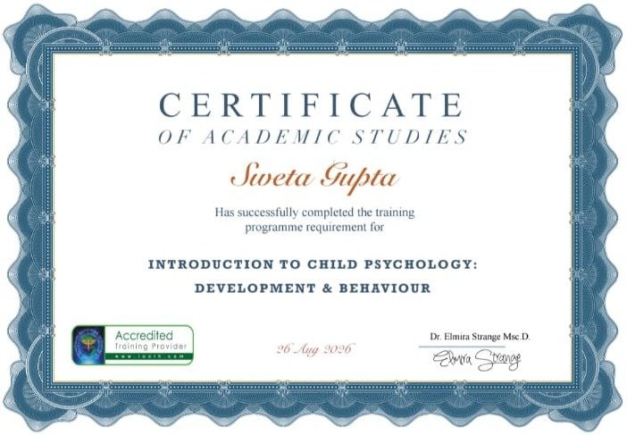 Introduction to Child Psychology: Development and Behaviour certificate